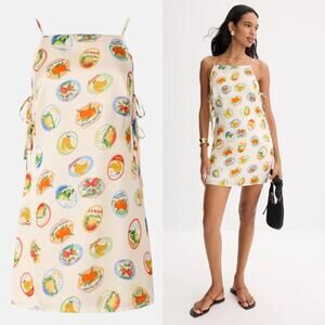 Astr The Label Samira Dress Sleeveless Side Tie Sheath Ivory Fruit Cocktail XS